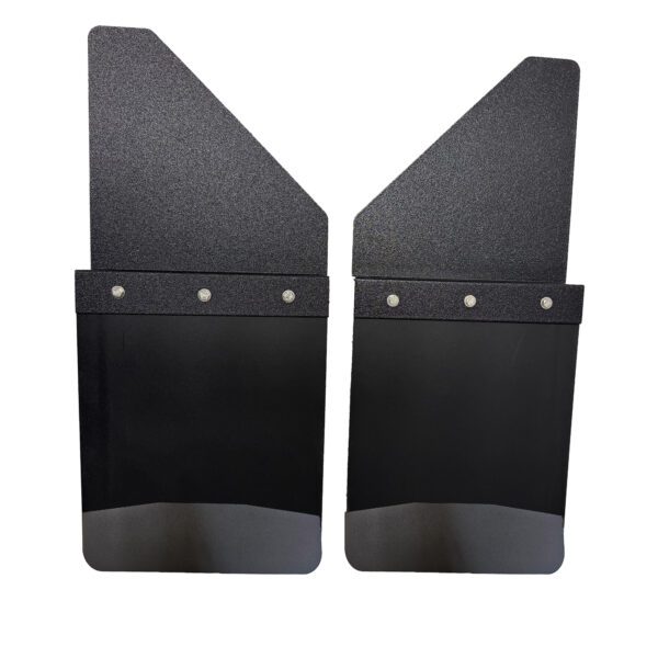 Universal 12" Set Back Mud Flap; 2" Offset; Black Poly-Coated Set-Back; 12"W x 15"H Flap with Black Powder-Coated Stainless Steel Weight