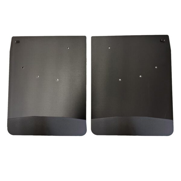 No Drill, Specific Design Rear Mud Flaps for the 20-25 Chevrolet 3500 Dually Pickup with Black-Powder Coated Stainless Steel Weights Pre-Installed; 20"W x 24"H