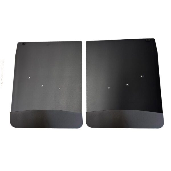 No Drill, Specific Design Rear Mud Flaps for the 20-25 GMC 3500 Dually Pickup with Black-Powder Coated Stainless Steel Weights Pre-Installed; 20"W x 24"H