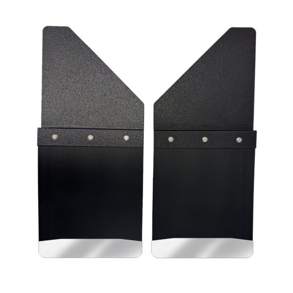 Universal 12" Set Back Mud Flap; 1" Offset; Black Poly-Coated Set-Back; 12"W x 15"H Flap with Stainless Steel Weight