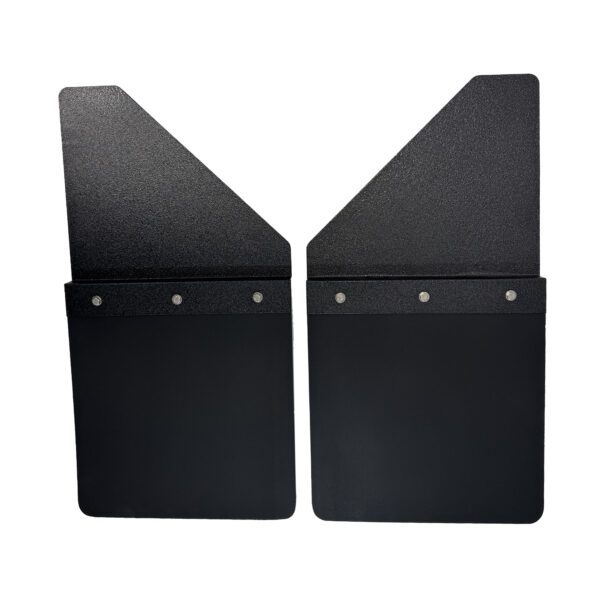 Universal 14" Set Back Mud Flap; 1" Offset; Black Poly-Coated Set-Back; 14"W x 15"H Flap without Stainless Steel Weight