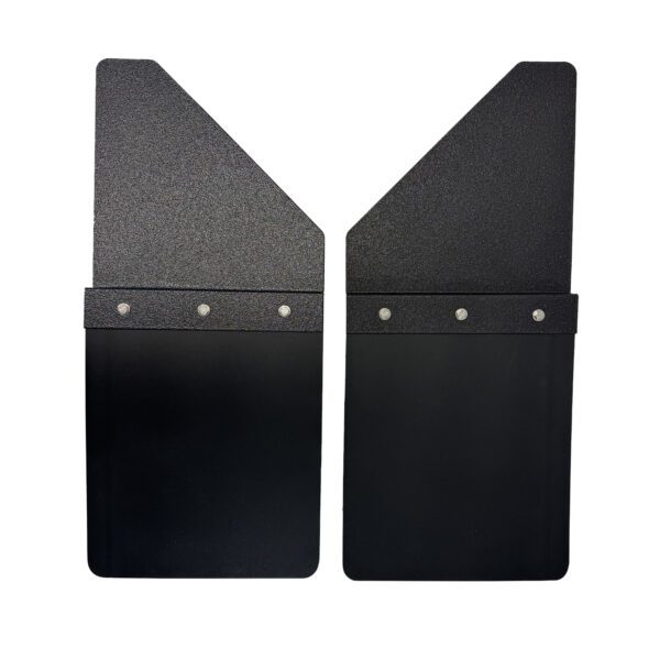 Universal 12" Set Back Mud Flap; 1" Offset; Black Poly-Coated Set-Back; 12"W x 15"H Flap without Stainless Steel Weight