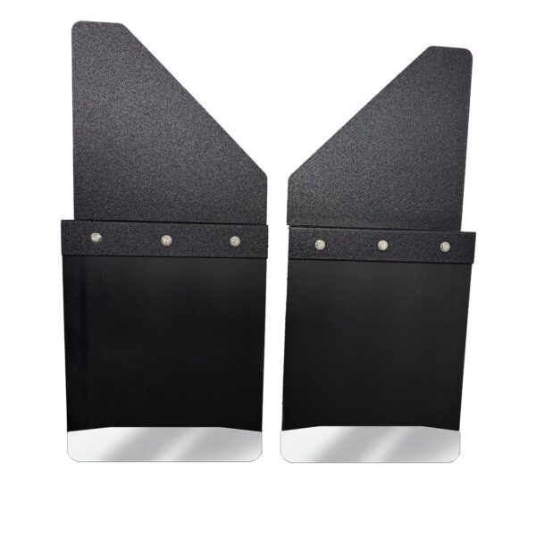 Universal 12" Set Back Mud Flap; 2" Offset; Black Poly-Coated Set-Back; 12"W x 15"H Flap with Stainless Steel Weight