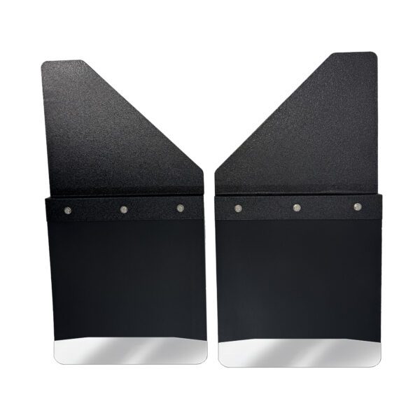 Universal 14" Set Back Mud Flap; 1" Offset; Black Poly-Coated Set-Back; 14"W x 15"H Flap with Stainless Steel Weight