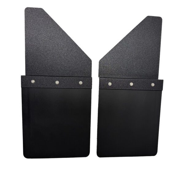 Universal 12" Set Back Mud Flap; 2" Offset; Black Poly-Coated Set-Back; 12"W x 15"H Flap without Stainless Steel Weight